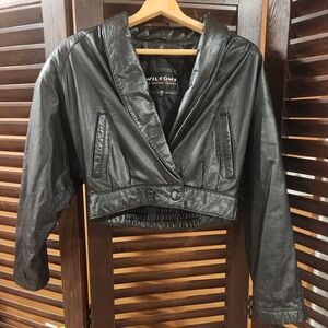 Wilsons Leather Vintage Cropped Black Jacket 2BB